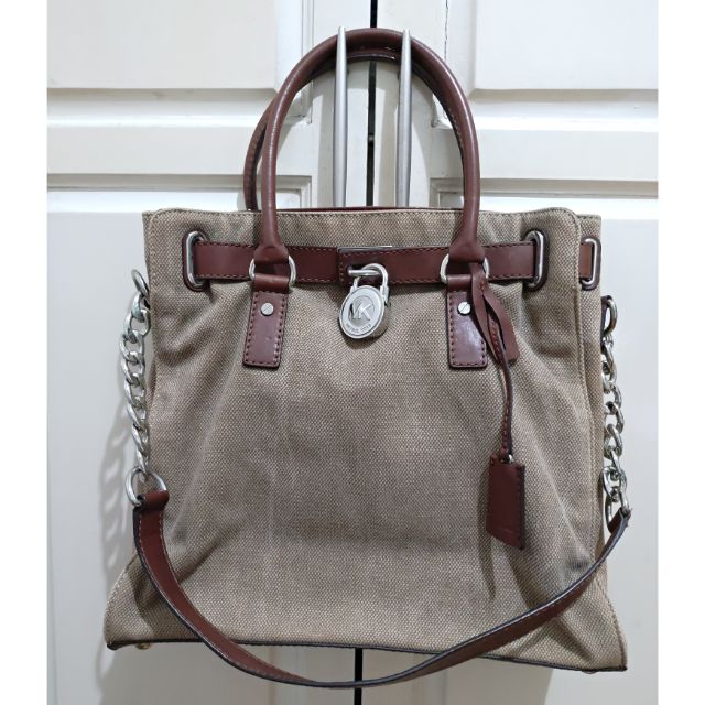 Authentic Michael Kors Canvas/Leather Tote Bag | Shopee Philippines