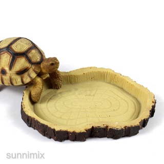 【Ready Stock】☃☃●Reptile Feeding Bowl Food Water Resin Dish Pet Vivarium Tortoise Gecko Snake