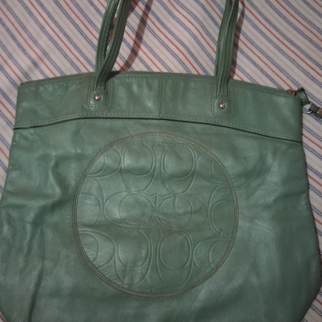 coach green leather bag