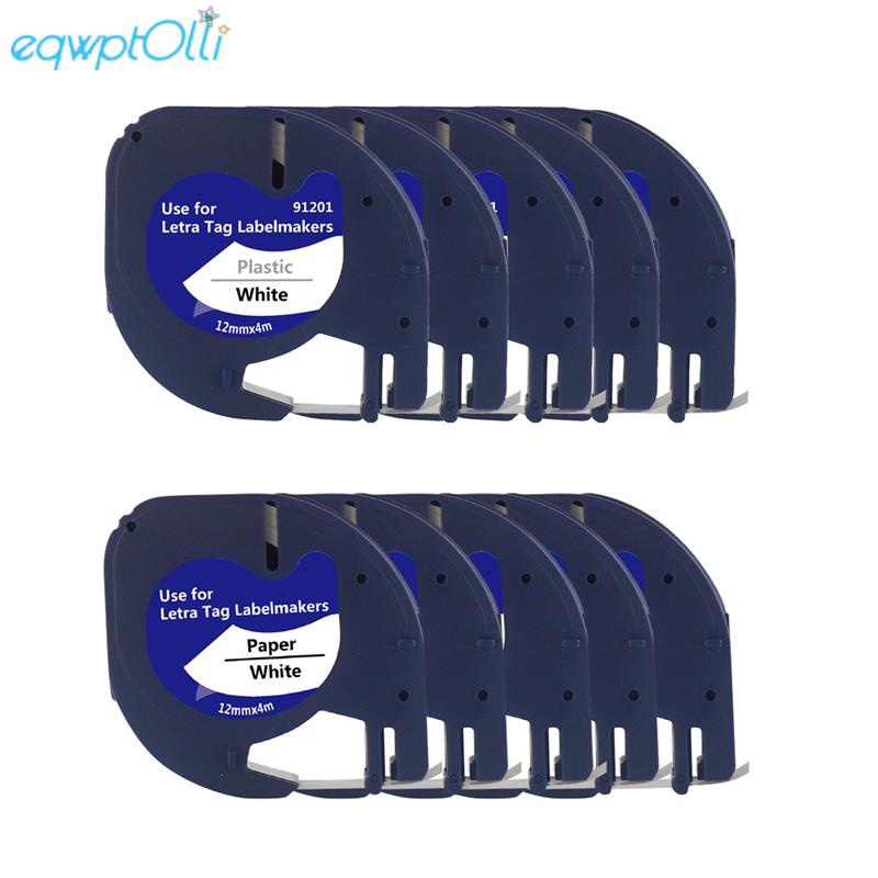  10Pcs Label Maker Refills For Dymo Letratag Refills 12mm X 4M White 