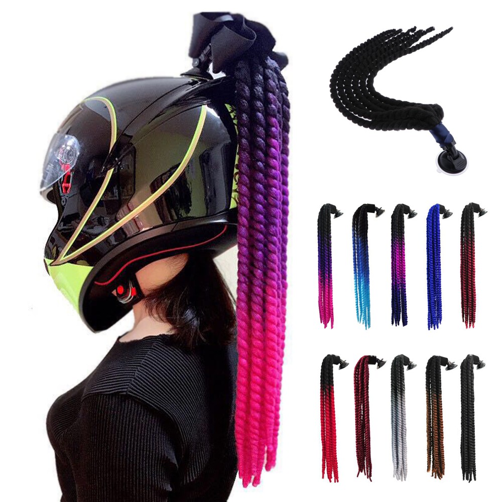 [ KT-1 ] Helmet Braids Ponytail Motorcycle Bicycle Helmet Wig Hair