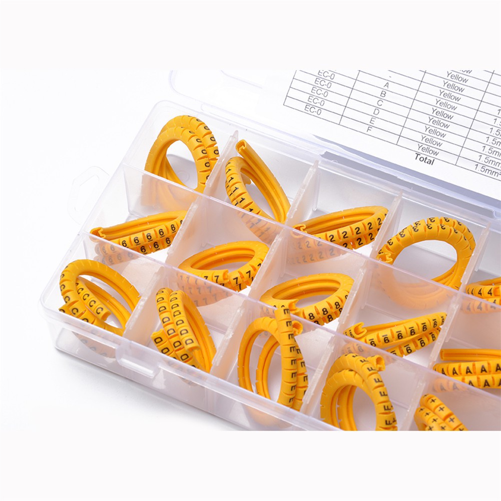 900PCS 1.5MM2 09 AF Yellow PVC Number Tube Cable Markers Wire Markers