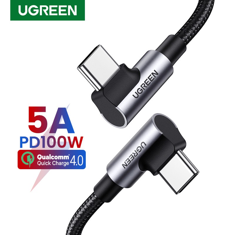 Ugreen 100w 5a Usb C To Usb C Cable Right Angle Pd Fast Charge Type C 90 Degree Power Data Cable 5975