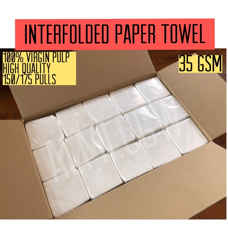 GSM Pulls Box Packs Interfolded Tissue Paper Towel Virgin Pulp Shopee