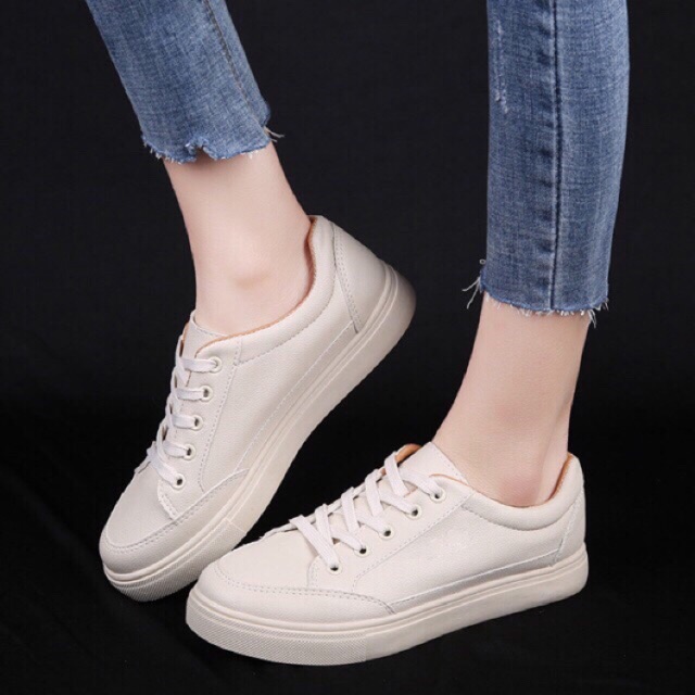 #jm01 Korean Plain White Shoes (Add 1 Size) | Shopee Philippines