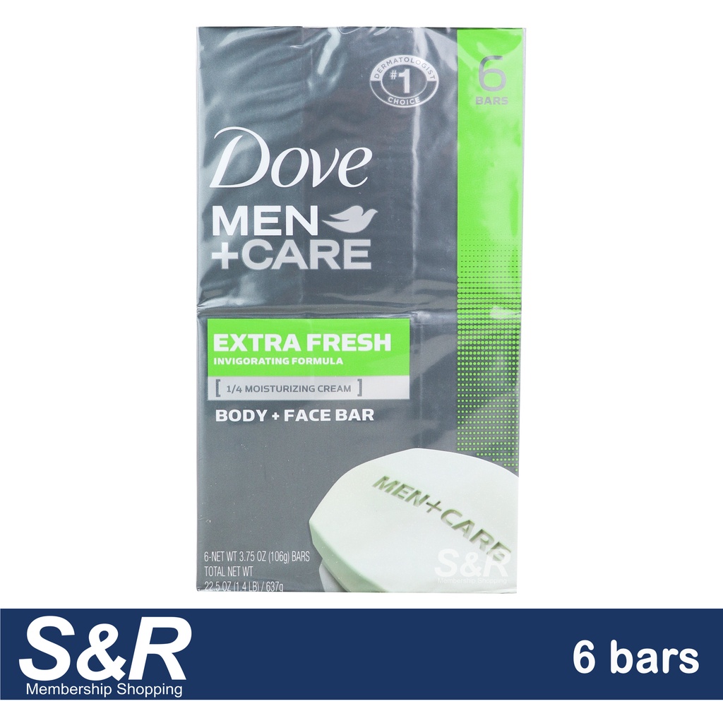 Dove Men+Care Extra Fresh Body + Face Bar Soap (106g x 6pcs) Shopee