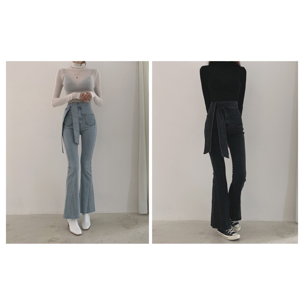 high waisted lace up jeans