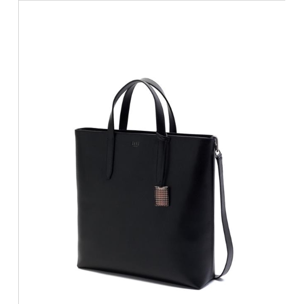 simple black leather tote