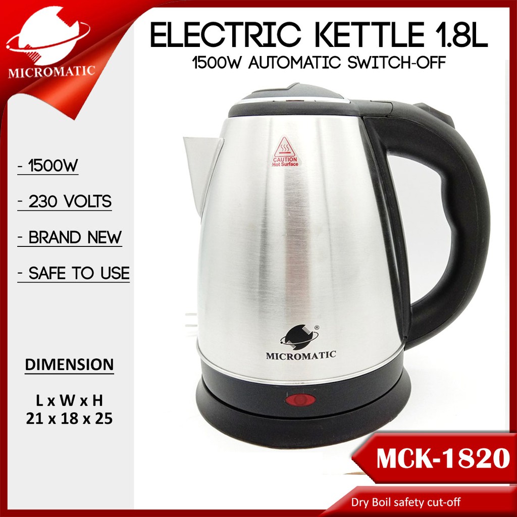Micromatic MCK1820 stainless steel Electric Kettle 1.8L Shopee