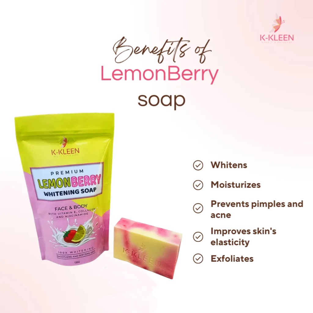Lemonberry Whitening Soap 135g (with original packaging) Shopee