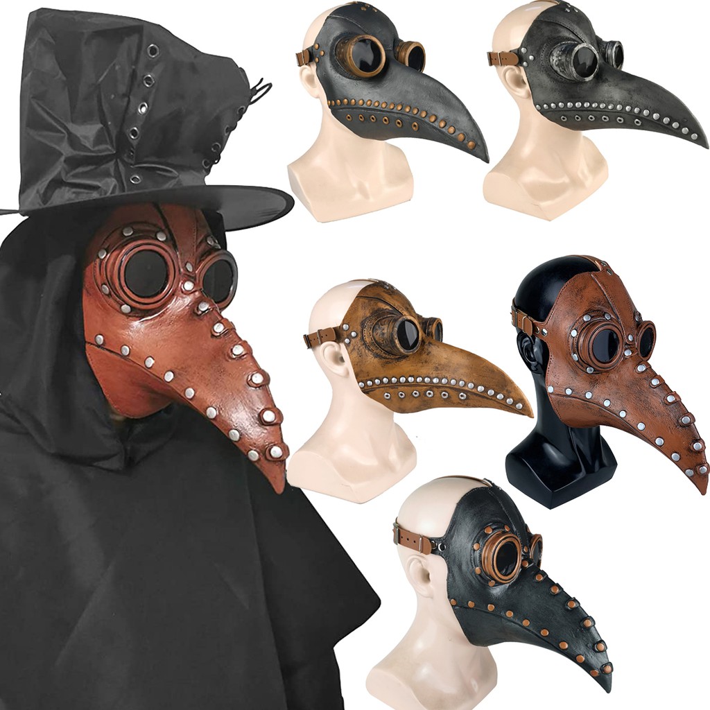 Plague Doctor Mask Leather In Black Beak Mask Plague Doctor Halloween ...