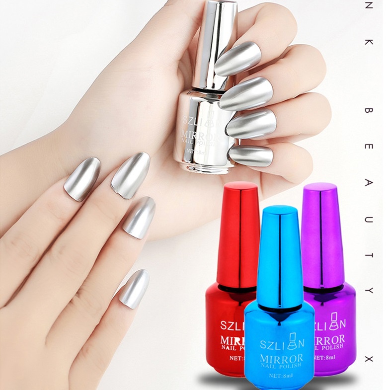 Women Metallic Nail Polish Magic Mirror Effect Silver Metallic Stainless  Steel Beauty | Shopee Philippines