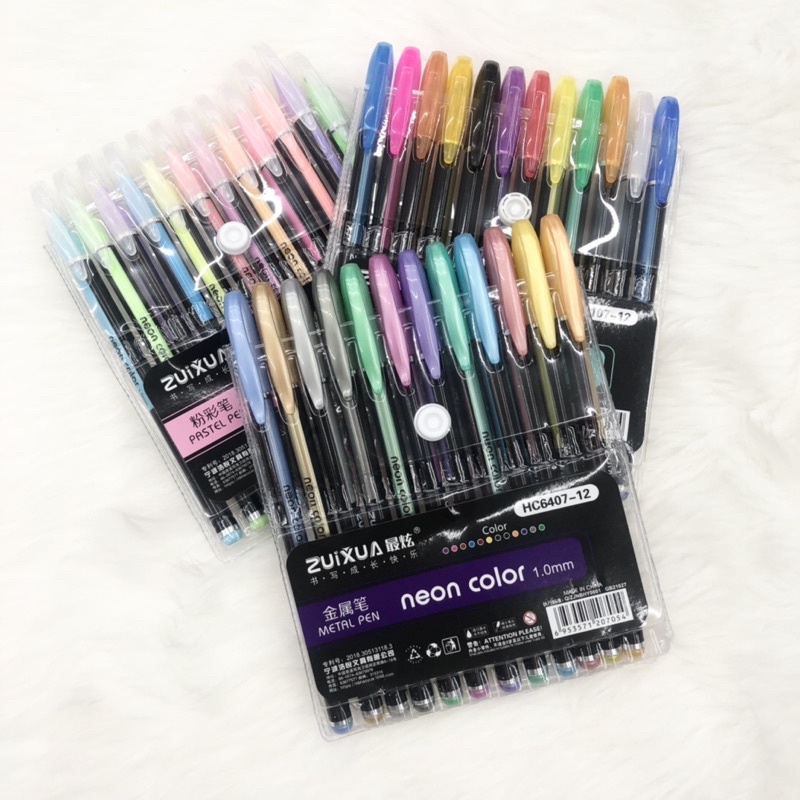 Ballpen set pastel Gelpen Pen gelpen metallic glitter 1.0mm 12n1