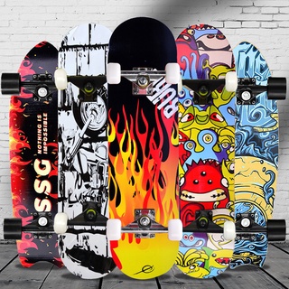 Skateboard Adult/Kids Frosted Surface 7-layer Canadian Maple Compact Double Kick Tail Brake