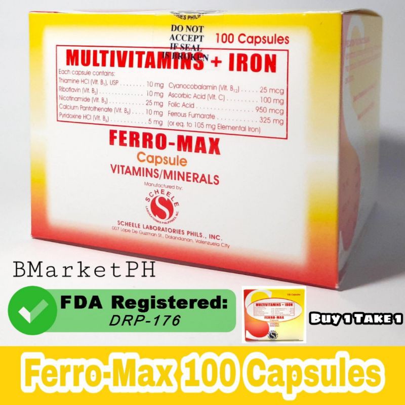 BUY 1 TAKE1 Ferro Max Multivitamins 100 Capsules ( Fast Delivery
