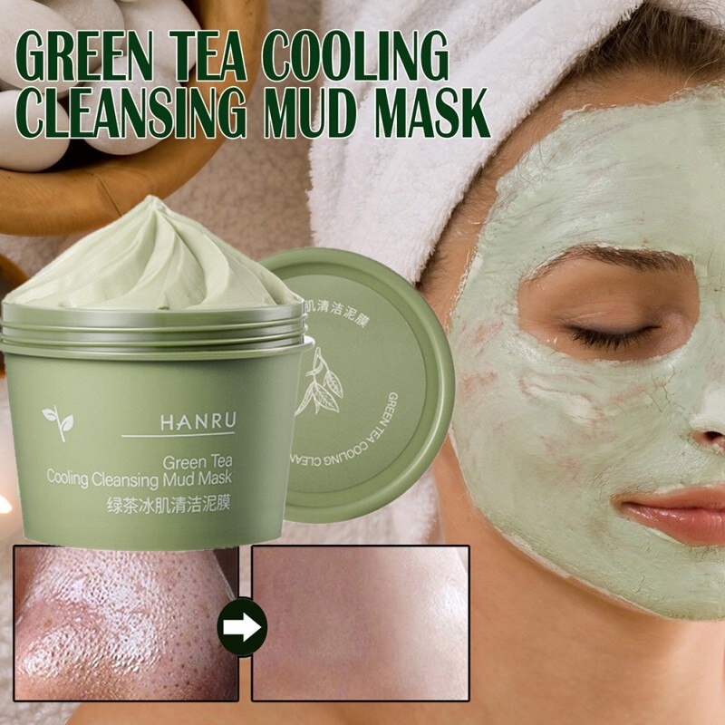 Green Tea Cooling Cleansing Mud Mask /Deep Cleansing Mask Shrink Pore Removal Blackhead