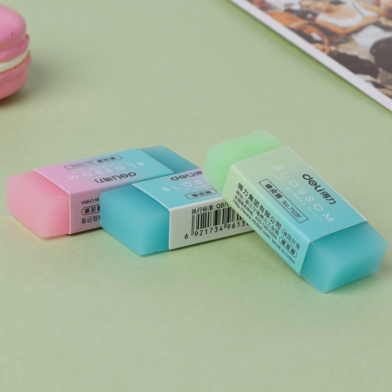 6Pack 6Pcs Colored Cube Pencil Erasers Soft Cube Cute Gradient Rubber Erasers for Kids,School 