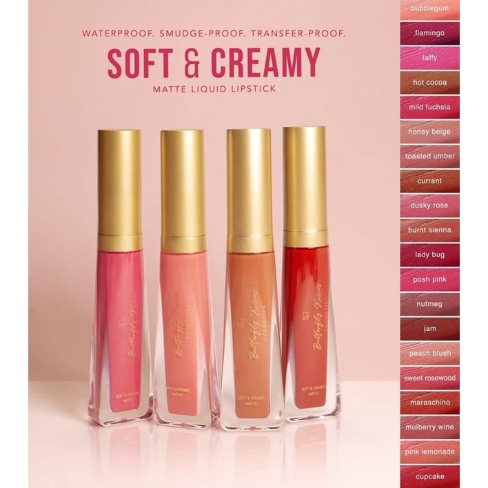 Butterfly Kisses Cosmetics Soft & Creamy Matte Lipstick with Freebie