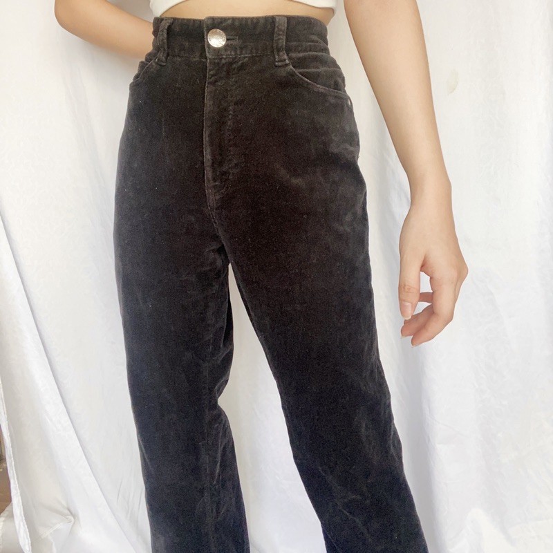 Black Highwaist Baggy Corduroy Pants 