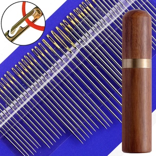 12pcs Blind Needle Elderly Needle-side Hole Hand Household Sewing Stainless Steel Sewing Needless Threading Apparel Sewing DIY