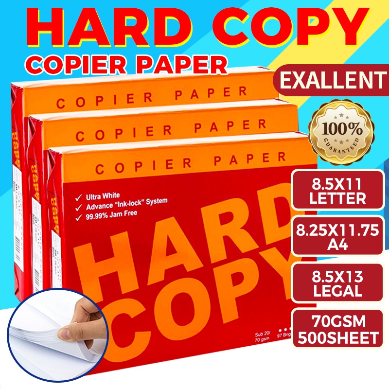 Hard Copy Bond Paper Short / A4 / Long 70gsm 500 Sheets Sub.20 #6