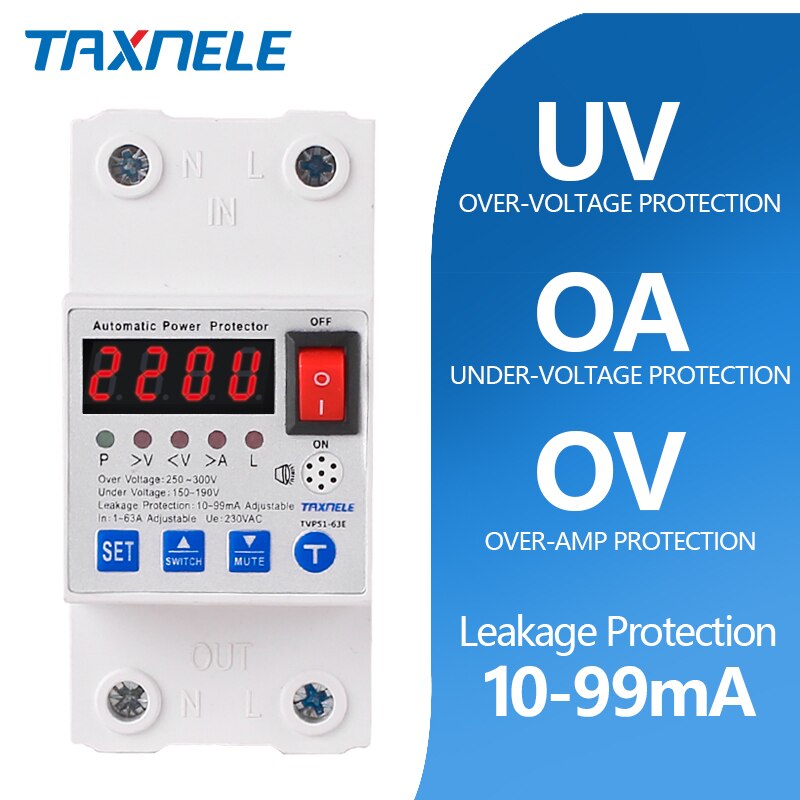 63A Leakage Protection Circuit Breaker Over And Under Voltage Over