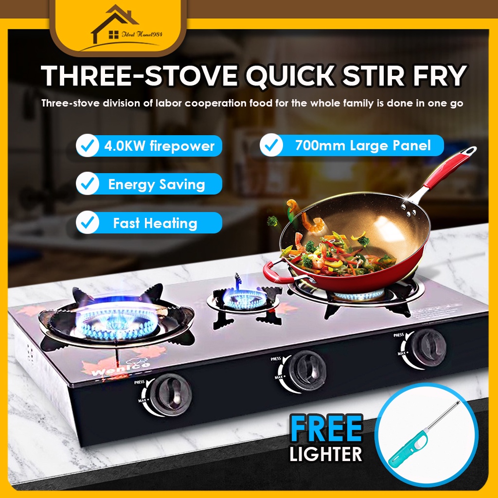 Gas Stove Good Quality 3 Burner Stove With burner rings 4000W Power
