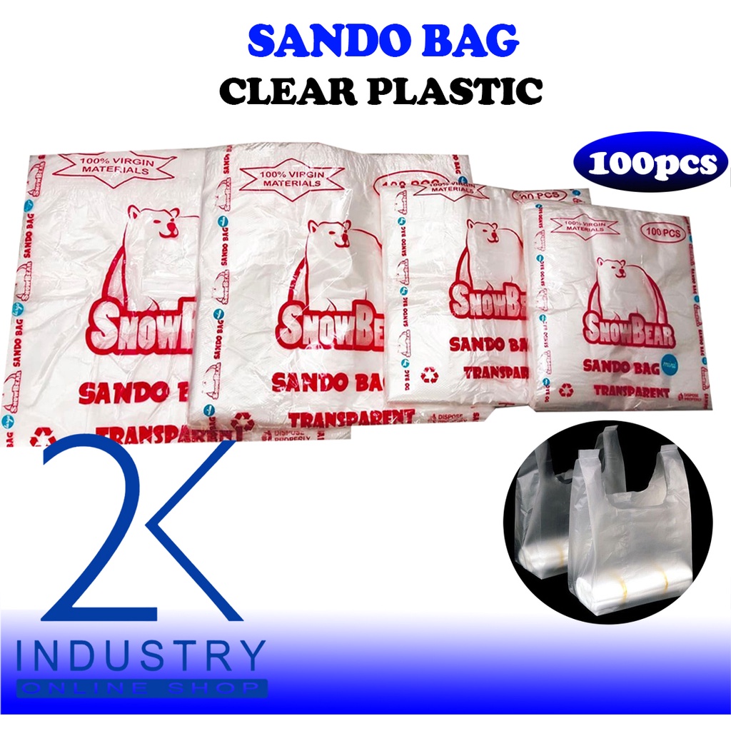 100pcs. per pack PLASTIC SANDO BAG WHITE PLASTIC BAG SUPOT Shopee