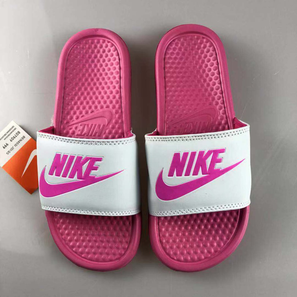 pink nike slippers