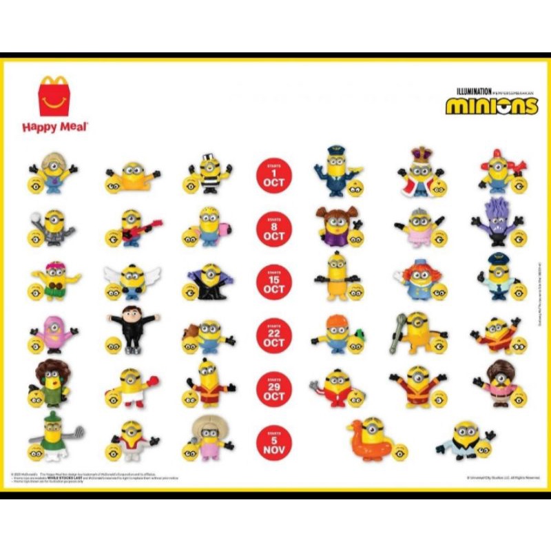 2020 McDONALD'S Minions Rise of Gru HAPPY MEAL TOYS You Choose 