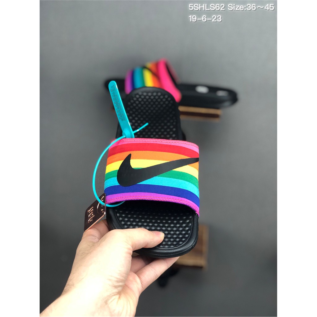 rainbow sandals and purse