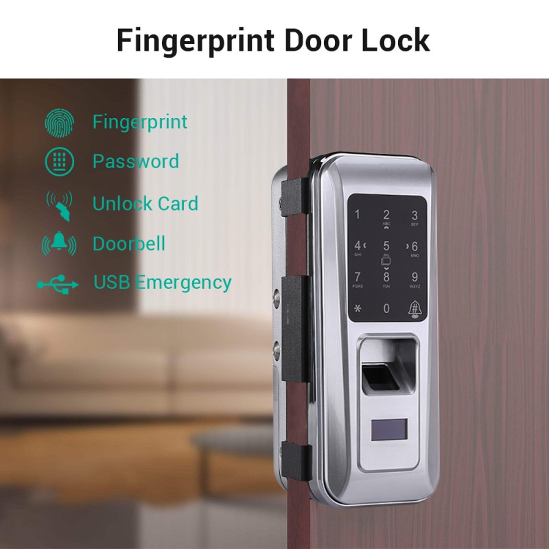 Fingerprint Smart Wooden Door Lock Doorbell Home Password Electronic Touchscreen Keypad