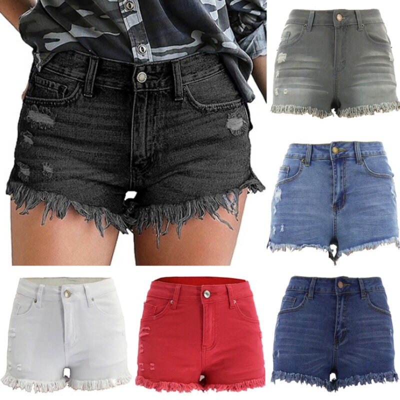 multi colored denim shorts