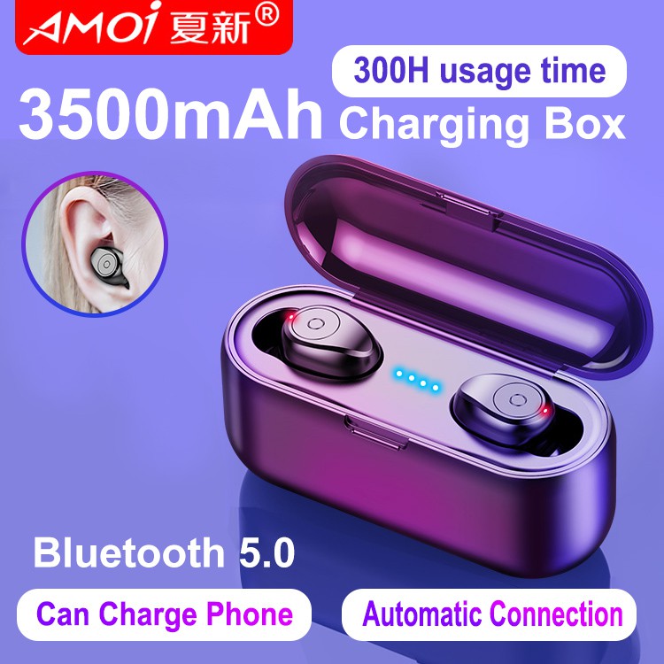 Original Amoi Tws Bluetooth Earphones Wireless Power Bank F9 Airpods Shopee Philippines