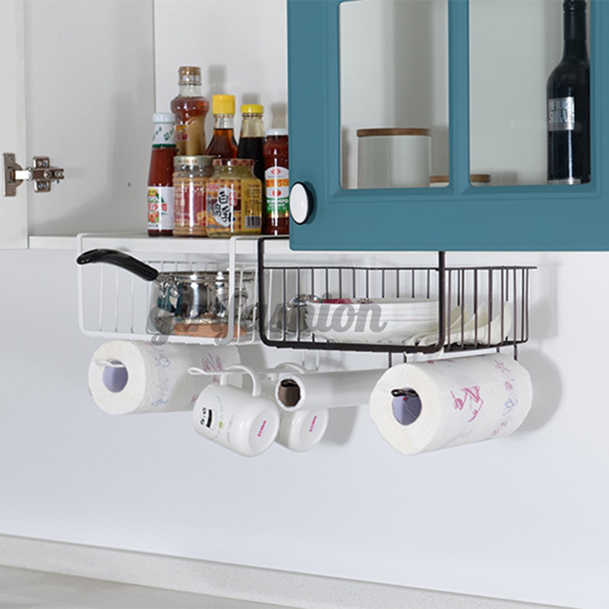 Under Shelf Storage Rack Metal Cabinet Hanging Basket Mount Holder Organizer Compartment Hanging Basket Wall Hanging Storage Rack Shopee Philippines