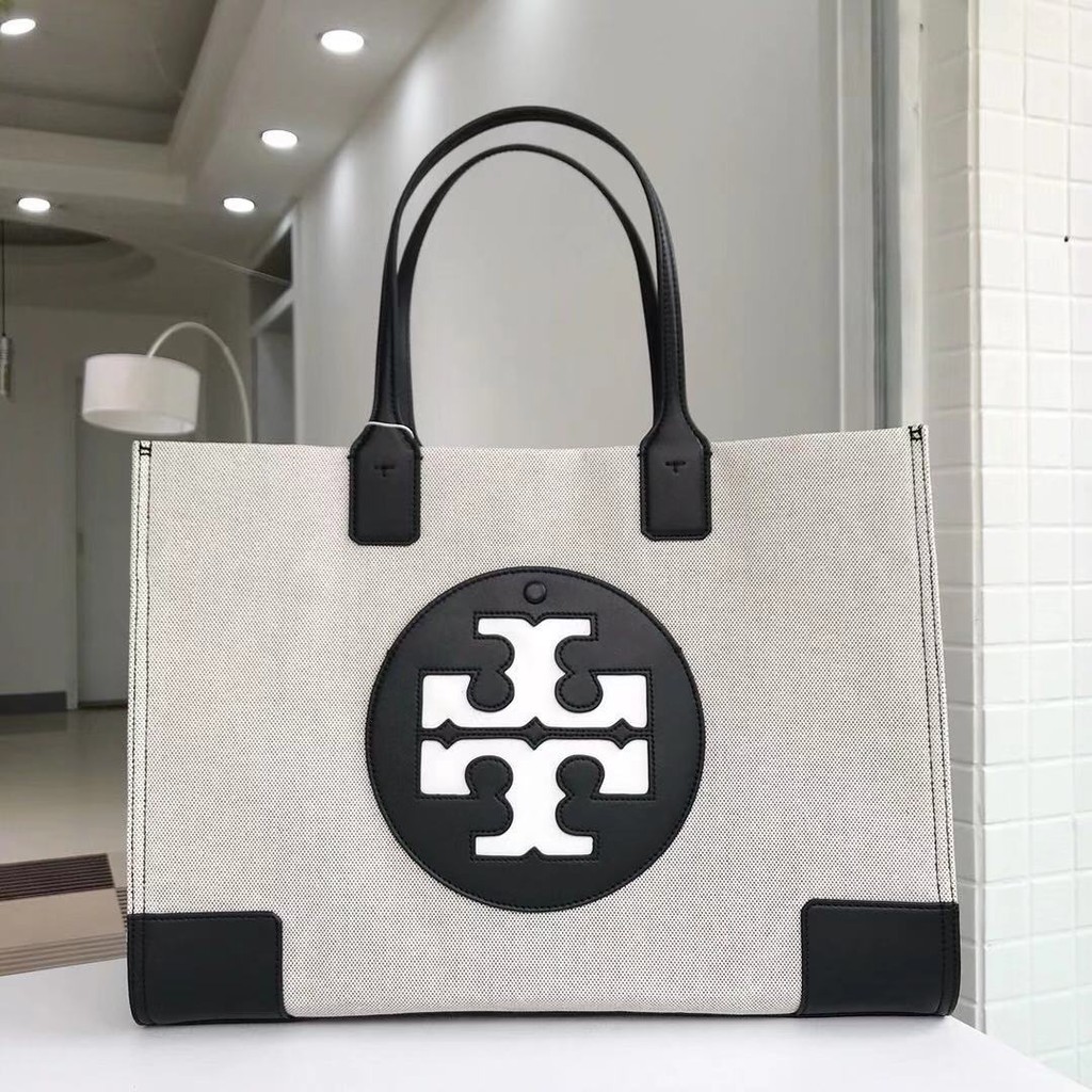 Tory Burch handbag TB canvas bag shopping bag black | Shopee Philippines