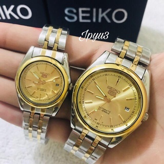 （Selling）SEIKO 5 Water Resist COUPLE TWO TONE SILVER GOLD stainless steel watch CLASS A CALENDAR DAT