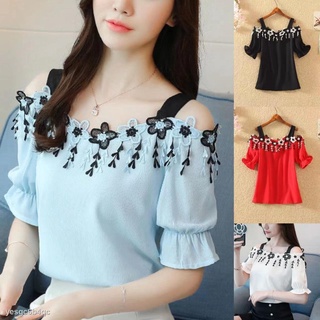 Womens Tops Bummyo Blouses Women Plus Size Lace Off The Shoulder Loose Short Sleeved Shirt Vintage Blouse 