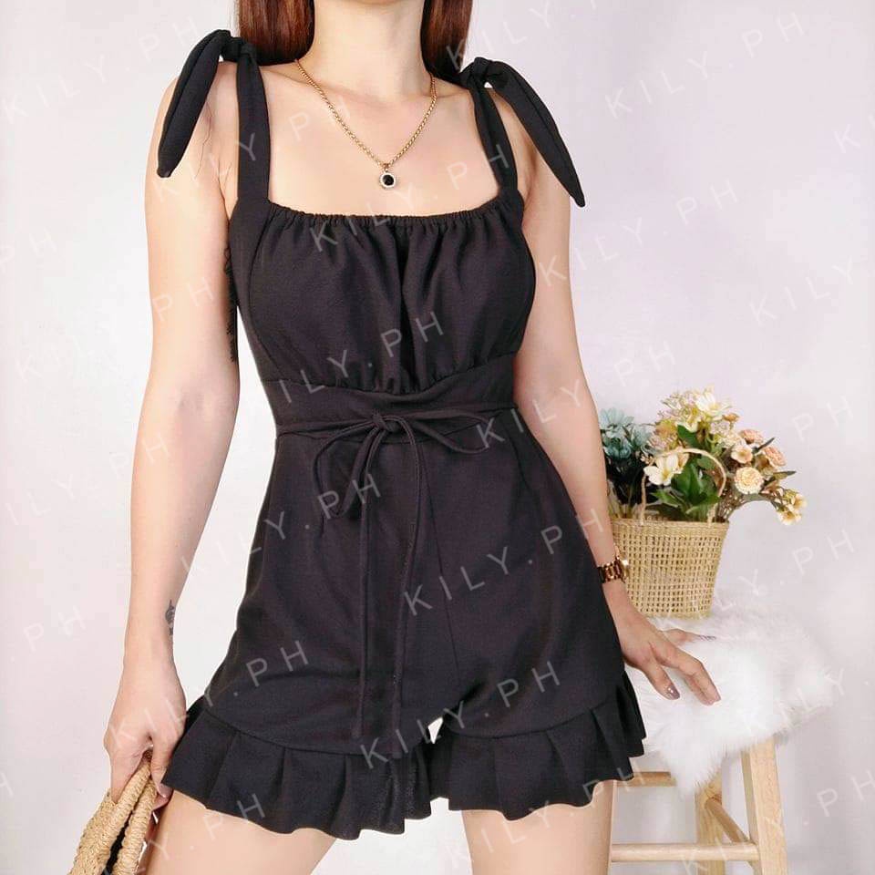 Kily.PH Two Way V Back Romper With Ribbon 21A0008 Shopee Philippines
