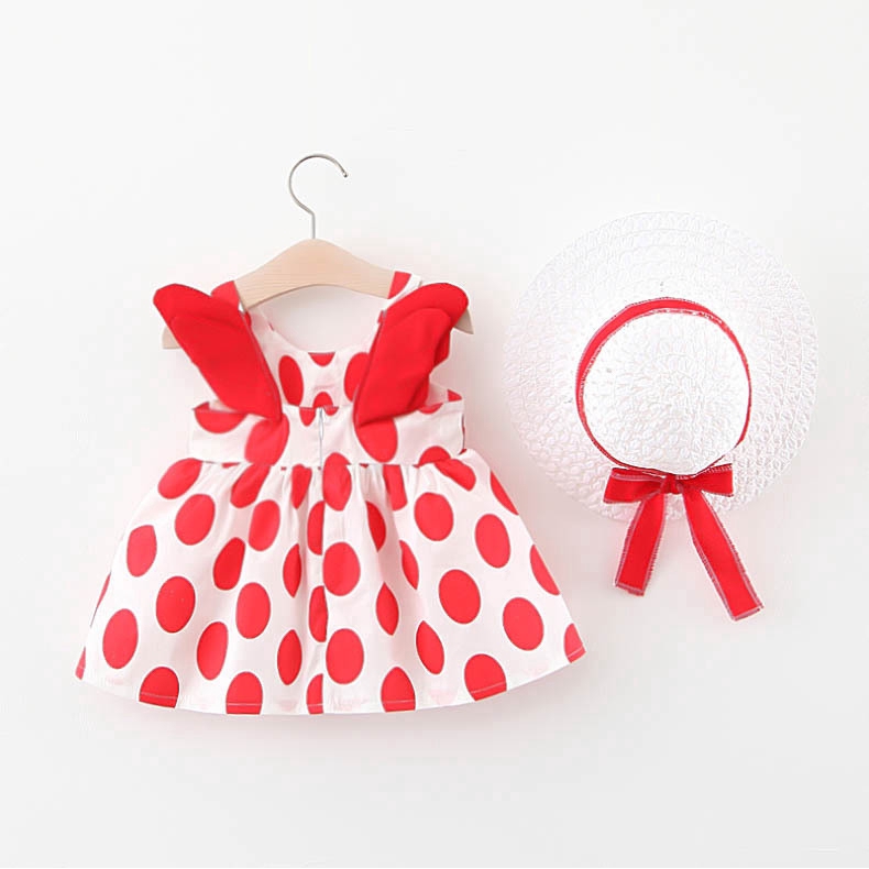 baby red polka dot dress