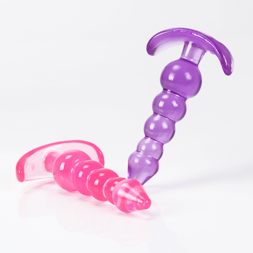 Pink Reusable Anal Beads Soft Jelly Anal Plug Butt Plug G-spot Prostate Massager Vaginal G spot Butt