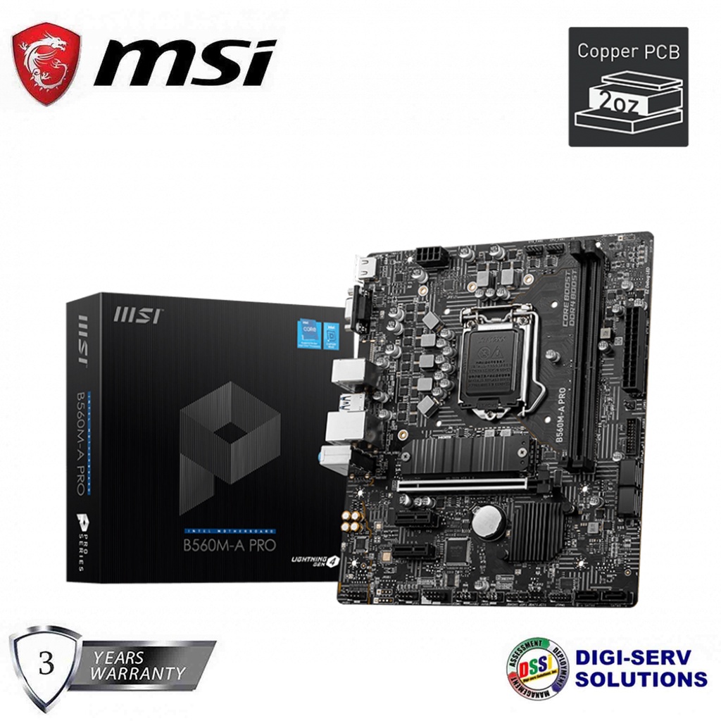 MSI B560M-A PRO Micro-ATX Motherboard, Intel B560 Chipset, LGA 1200, 6x ...