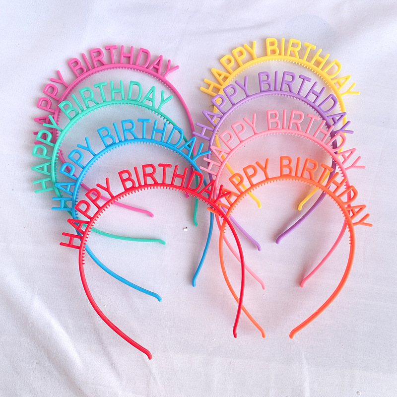Happy Birthday Headband Birthday Party Headgear Hat Candy Color Girls