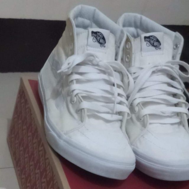 triple white vans sk8 hi