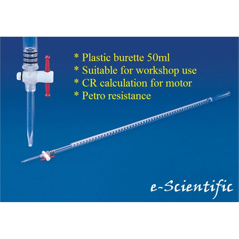 Plastic Burette / Buret plastik, 50ml (Kiraan CR motor) Shopee