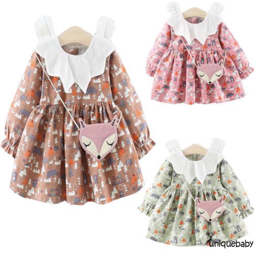 Toddler Babys Girl Kids Autumn Clothes Long Sleeve Party Fox Princess Tutu Dress