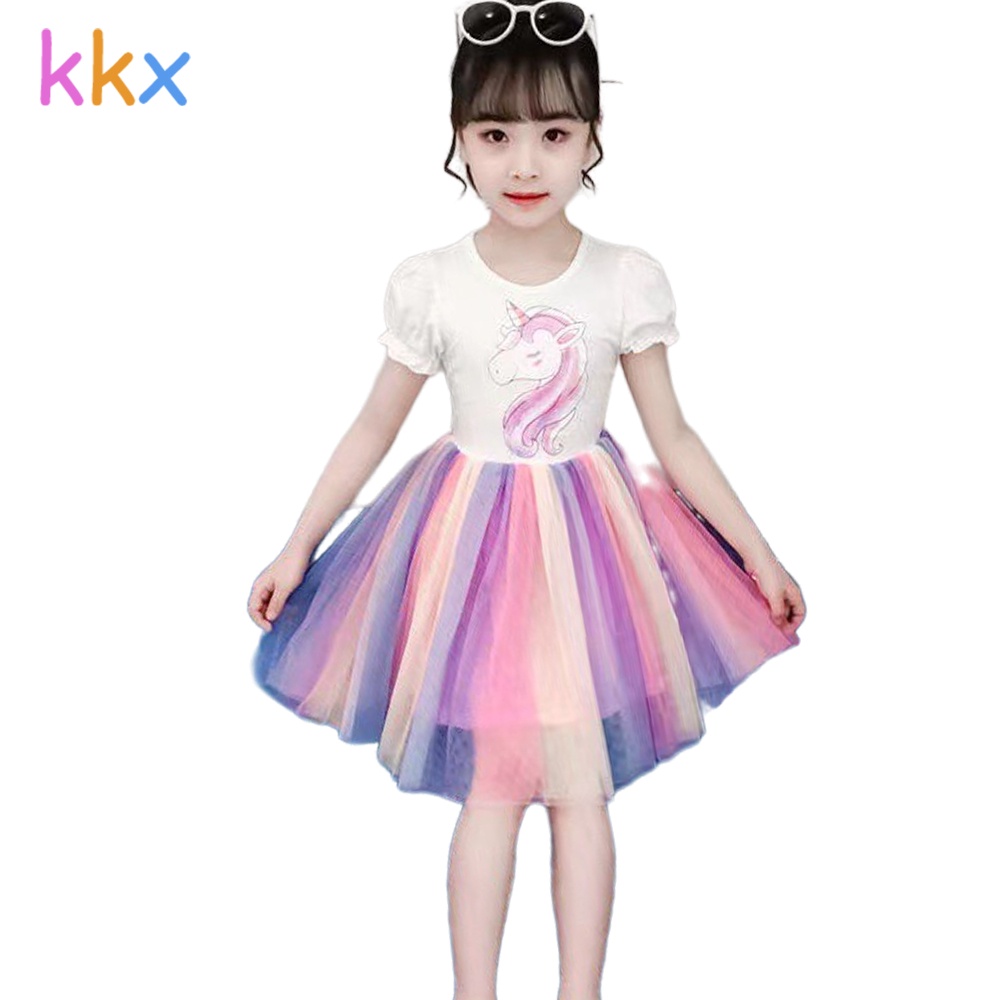 KKX Beixuan Girl Dress 3 Korean Fashion 4 Unicorn 5 Rainbow 6 Tulle 7 Children Princess 8 Ballet Skirt 9 Birthday Party 10 Baptism Anniversary 11 12 Summer 13-Year-Old Kids