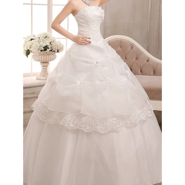 plain white strapless wedding dress