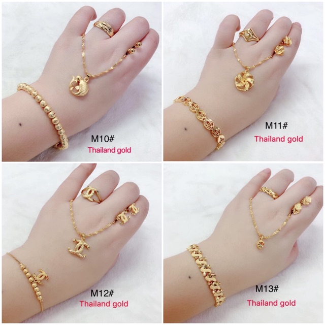 [BY]4 in 1 Fashion Thailand gold Plated Jewelry Set/20 Design Shopee