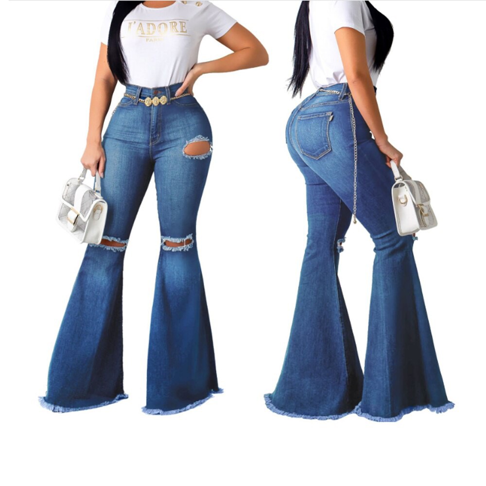 stretch high waisted bell bottom jeans